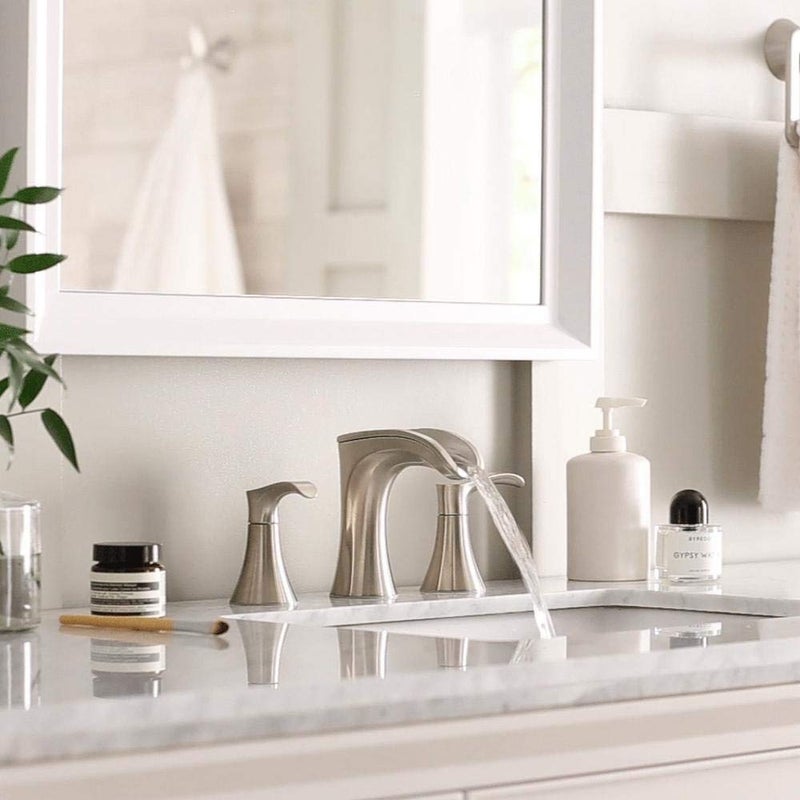 Pfister LF-049-BRKK Brea 8'' Widespread 2-Handle Waterfall Bathroom Faucet in Brushed Nickel - Image 5